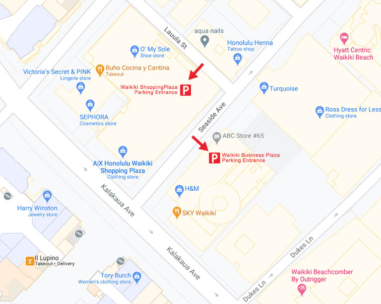 Waikiki Business Plaza Parking Map